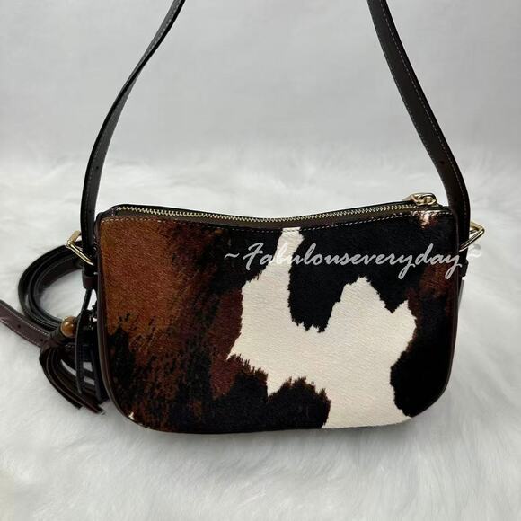 Coach Kailey Shoulder/Crossbody Bag With Cow Print And Tassel CCC84 NWT - Picture 2 of 11